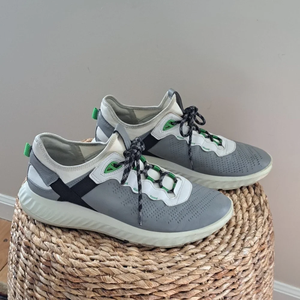 Ecco‎ Mens Athletic/Training/Walking Grey Leather Sneakers EU44/US10-10.5